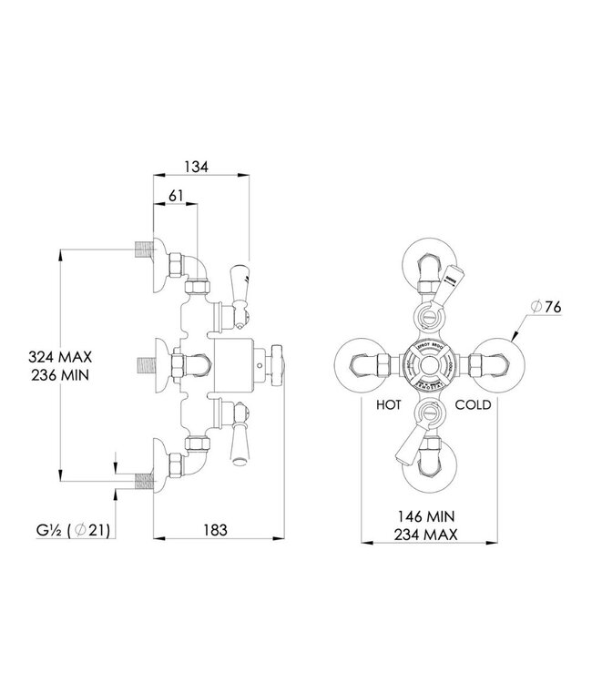Losse opbouw thermostaatkraan douche GDE8746