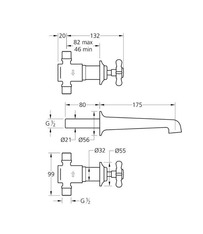 Wastafelkraan inbouw LB1900 Classic LB1212