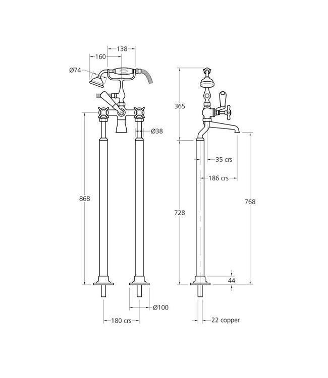 Vrijstaande badkraan LB1900 Classic LB1144