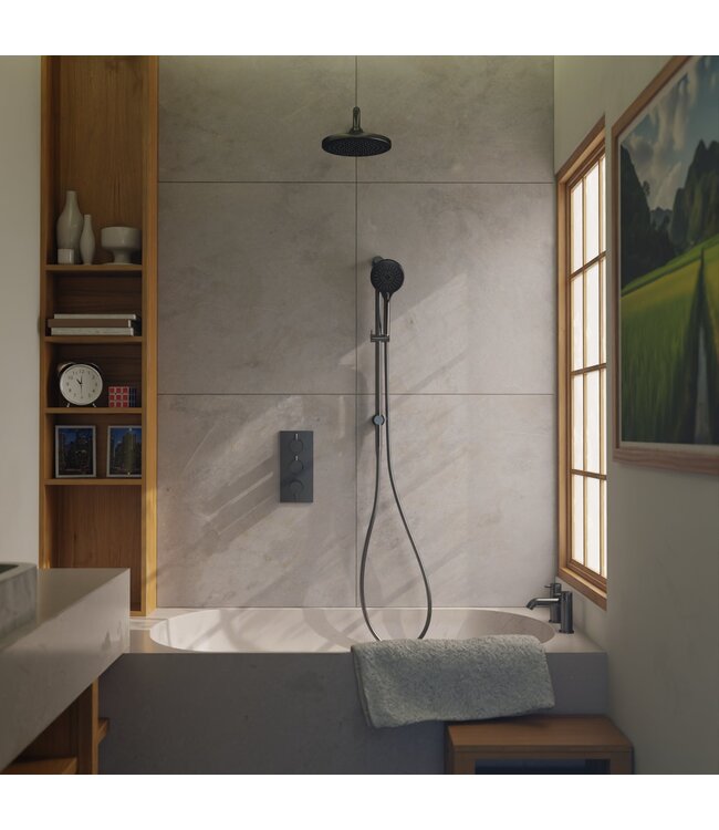 Douche met Thermostaatkraan Gunmetal Inbouw | Moleti Doucheset TF152528Q