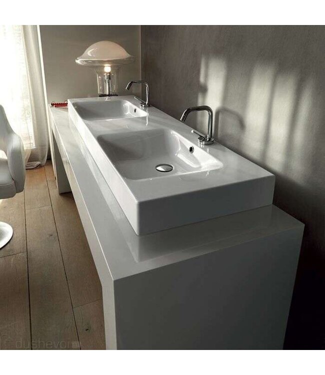 Dubbele wastafel opbouw 1400mm