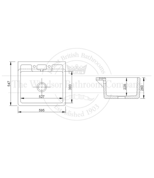Spoelbak Ribblesdale 2 gats WKRIBBSH