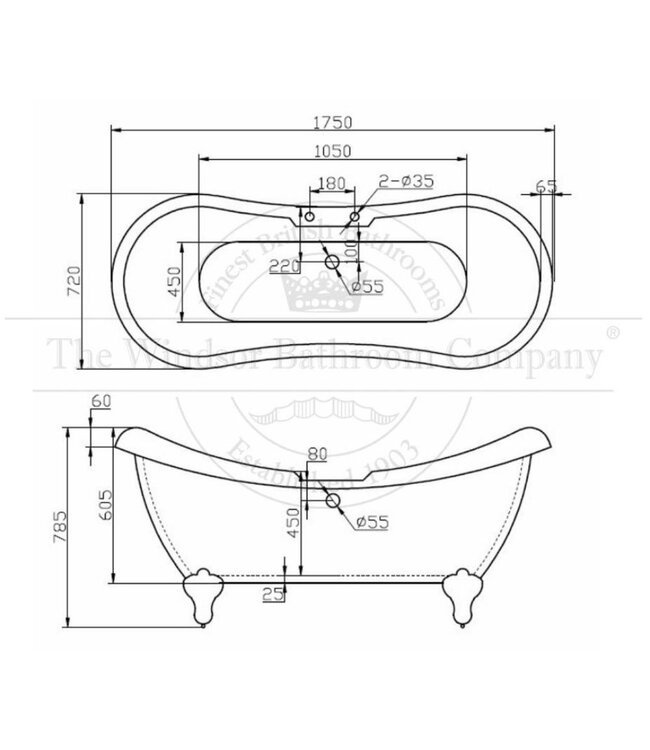 Klassiek acryl bad  175cm Bonneville