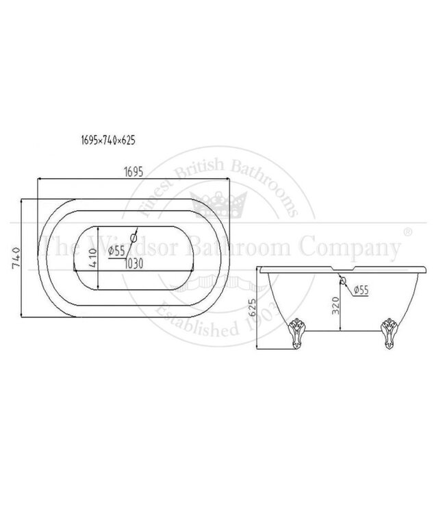 Klassiek acryl bad  170cm Carlton