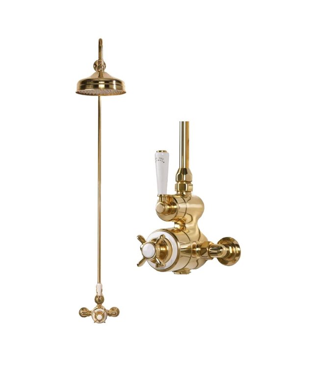 Douche met Thermostaatkraan Witte Hendels Opbouw | Mont Blanc Doucheset WB1850X2