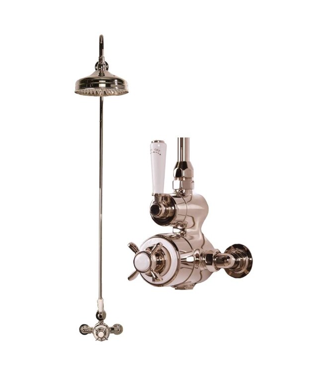 Douche met Thermostaatkraan Witte Hendels Opbouw | Mont Blanc Doucheset WB1850X2