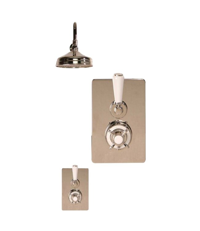 Douche met Thermostaatkraan Witte Hendels Inbouw | Mont Blanc Doucheset WB1860X2