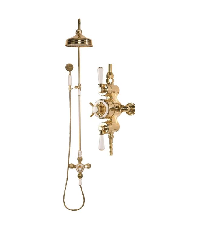 Douche met Thermostaatkraan Witte Hendels Opbouw | Mont Blanc Doucheset WB1850X3