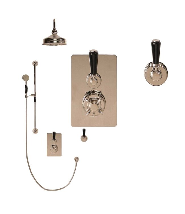 Douche met Thermostaatkraan Zwarte Hendels Opbouw | Blackwell Doucheset WB1860X1