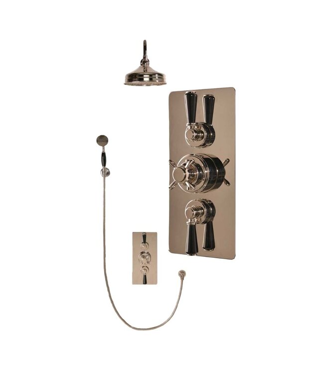 Douche met Thermostaatkraan Zwarte Hendels Inbouw | Blackwell Doucheset WB1860X4