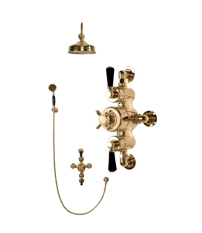 Douche met Thermostaatkraan Zwarte hendels Opbouw | Blackwell Doucheset WB1850X4
