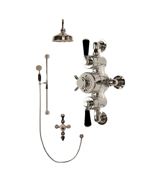 Douche met Thermostraatkraan Zwarte Hendels Opbouw | Blackwell Doucheset WB1850X6