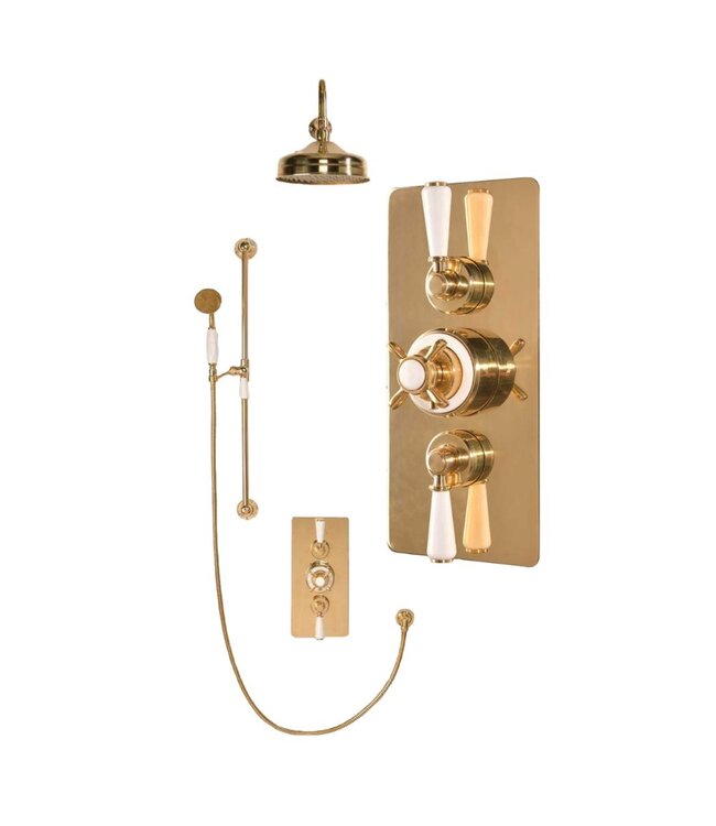 Douche met Thermostaatkraan Witte Hendels Inbouw | Mont Blanc Doucheset WB1860X6