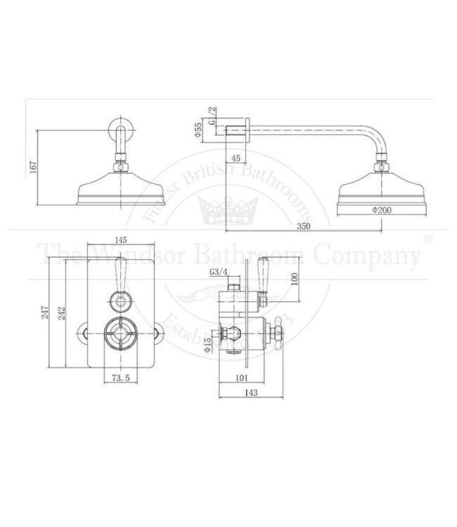 Douchekraan inbouw WB1860X2 Mont Blanc