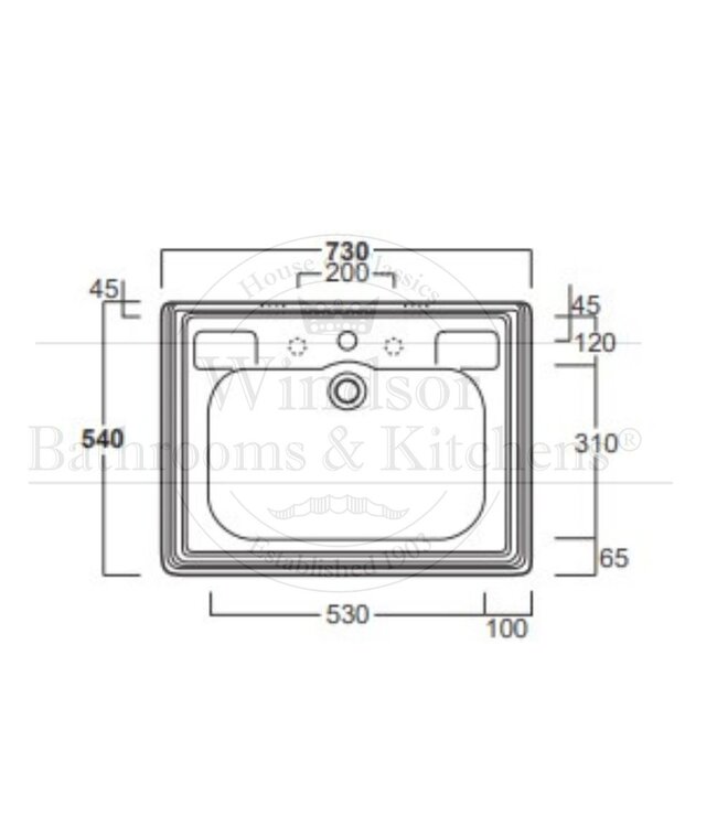 Klassieke wastafel Bexley 73cm WBSR3416