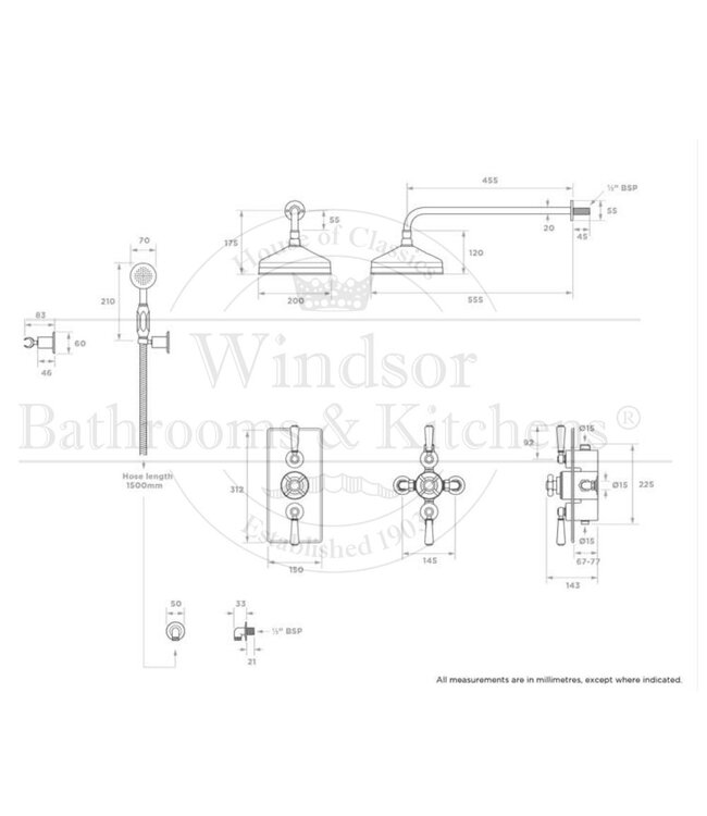 Douche met Thermostaatkraan Zwarte Hendels Inbouw | Blackwell Doucheset WB1860X4