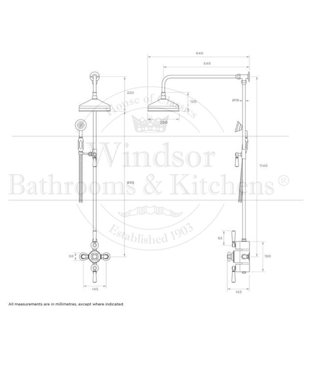 Douche met Thermostaatkraan Zwarte hendels Opbouw | Blackwell Doucheset WB1850X3