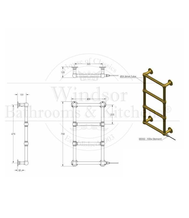 Klassieke handdoekradiator Buckingham WB010AWE