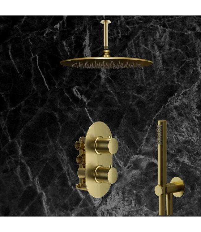 Inbouw thermostaat geborsteld messing PVD Gido STVQ03BB