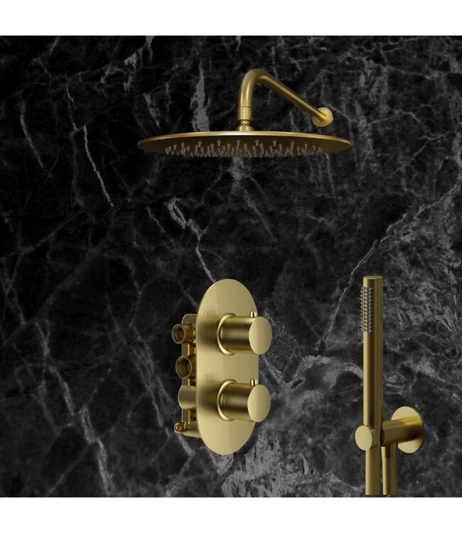 Inbouw thermostaat geborsteld messing PVD STVQ03BB Gido