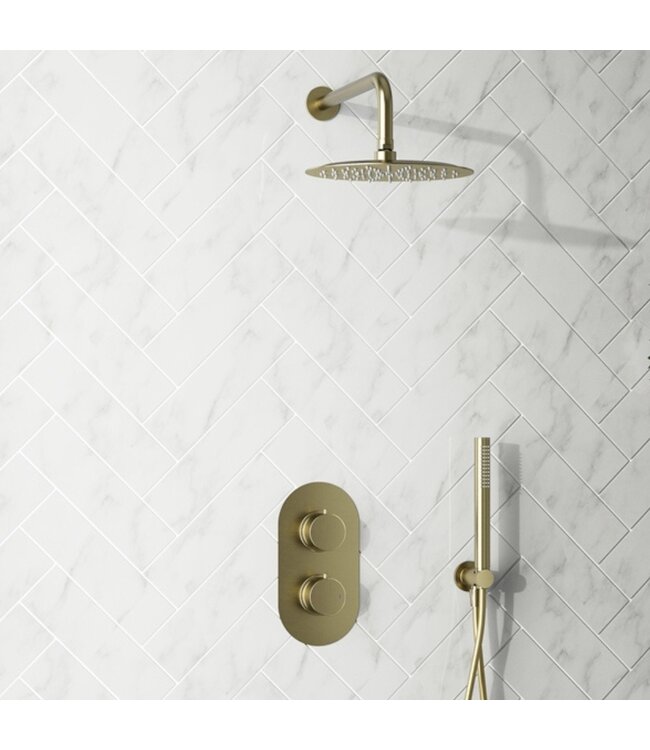 Inbouw thermostaat geborsteld messing PVD Gido STVQ03BB