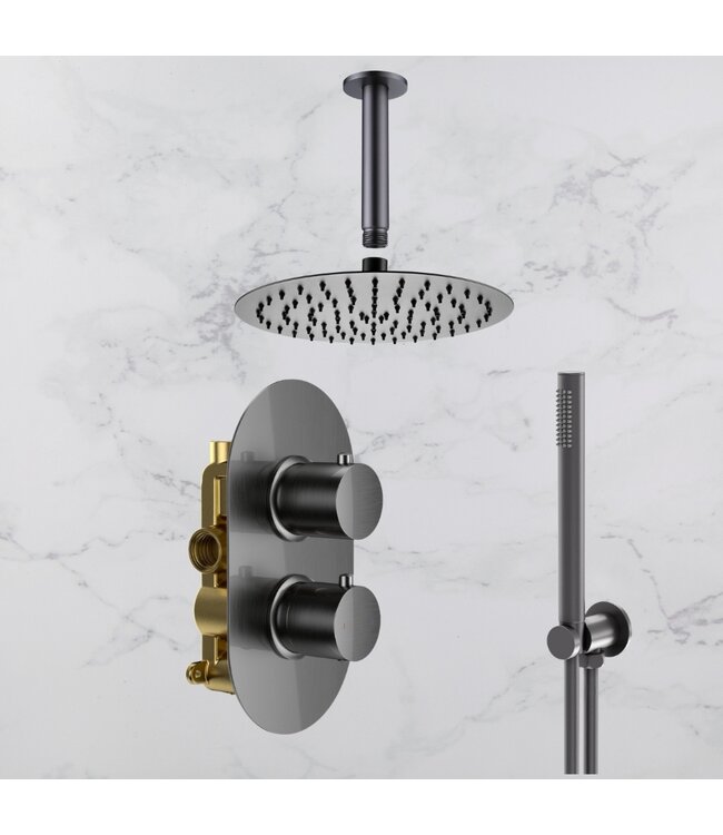 Inbouw thermostaat PVD gun metal STVQ10MG Gido