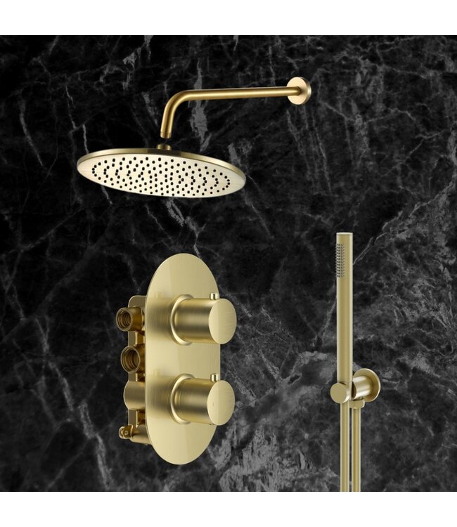 Inbouw thermostaat geborsteld goud PVD Gido STVQ03BV