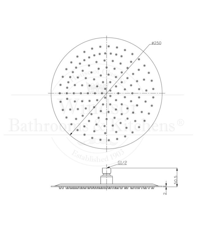 Regendouchekop 25cm mat zwart Gido STV2525BK