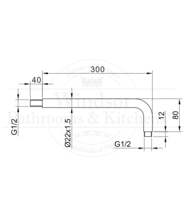 Douchearm PVD t.b.v. douchekop Gido STV01BB