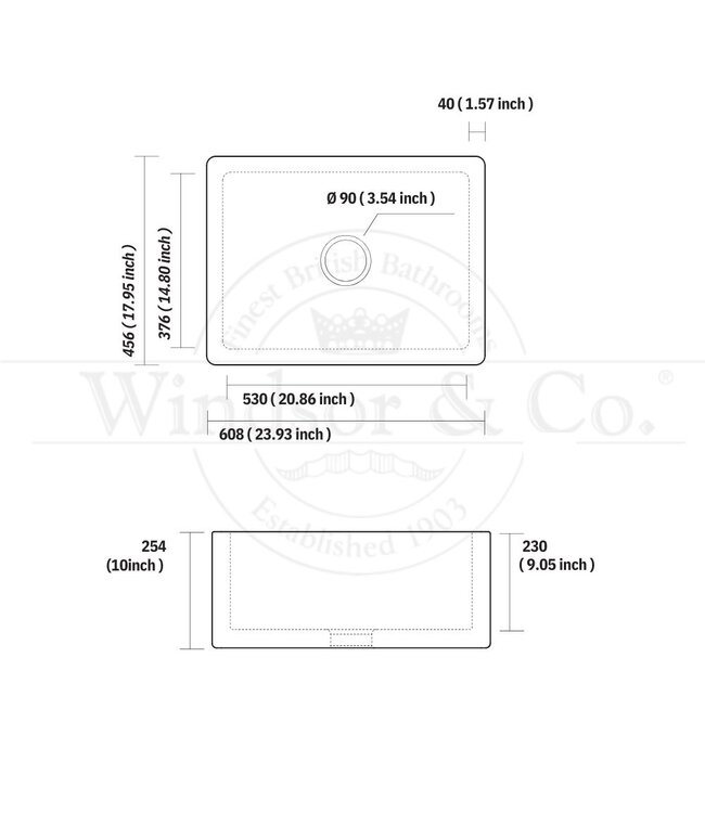 Enkele spoelbak keuken semi-inbouw 600mm