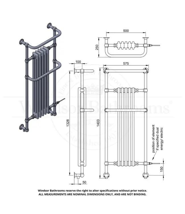 Klassieke handdoekradiator Barium W WB0135WE