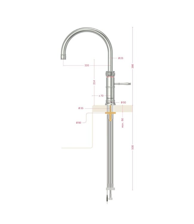 Quooker kraan Classic Fusion Round