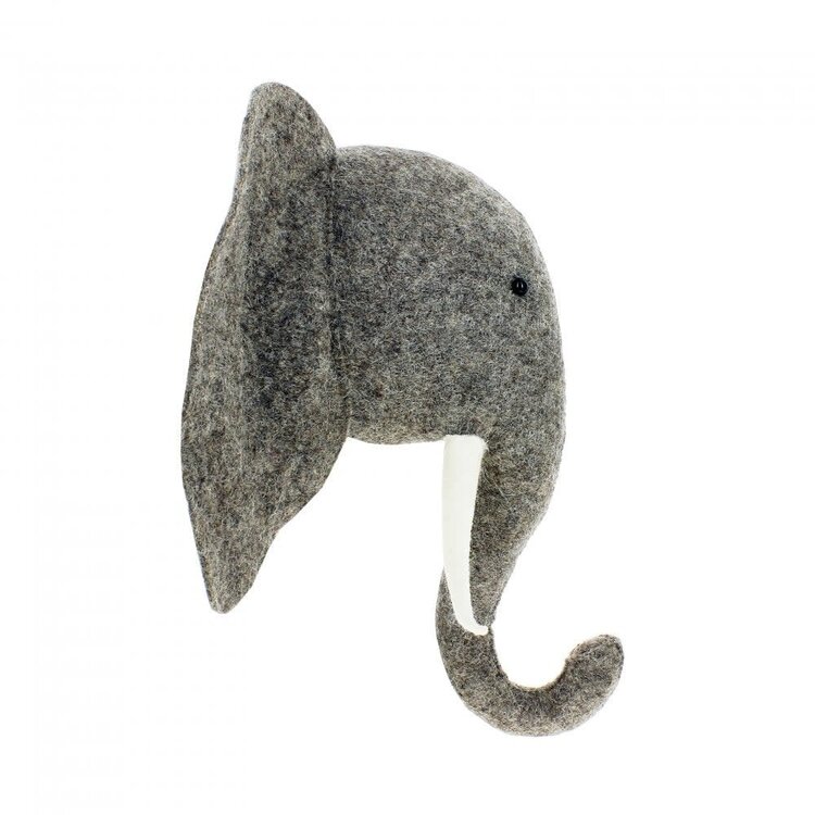 Fiona Walker England Animal Head Elephant With Trunk Up - Semi
