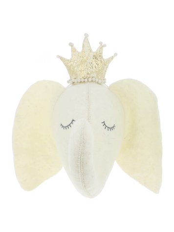 Fiona Walker England Animal Head Sleepy Elephant With Crown - Original