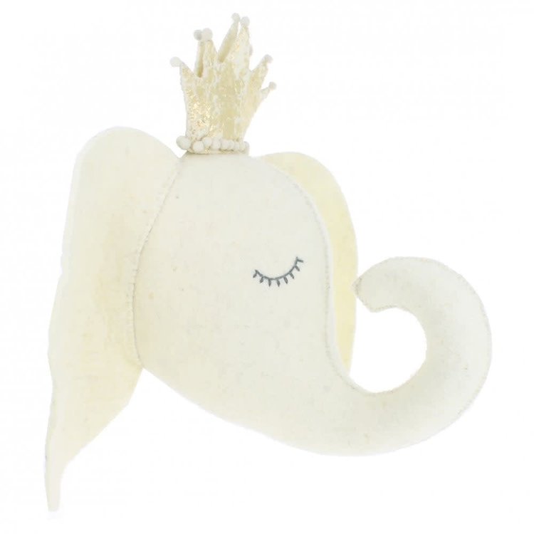 Fiona Walker England Animal Head Sleepy Elephant With Crown - Original
