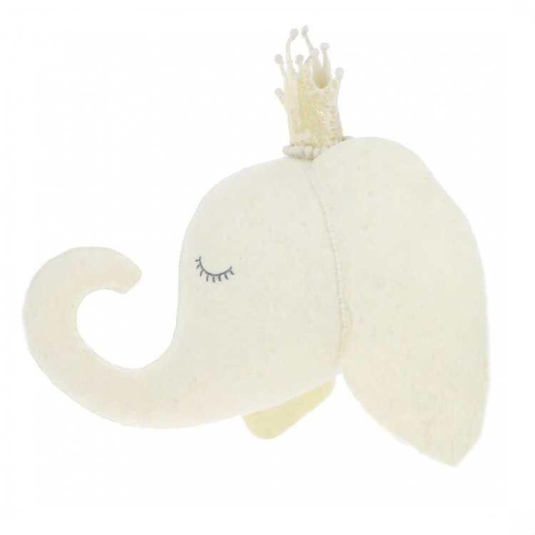 Fiona Walker England Animal Head Sleepy Elephant With Crown - Original