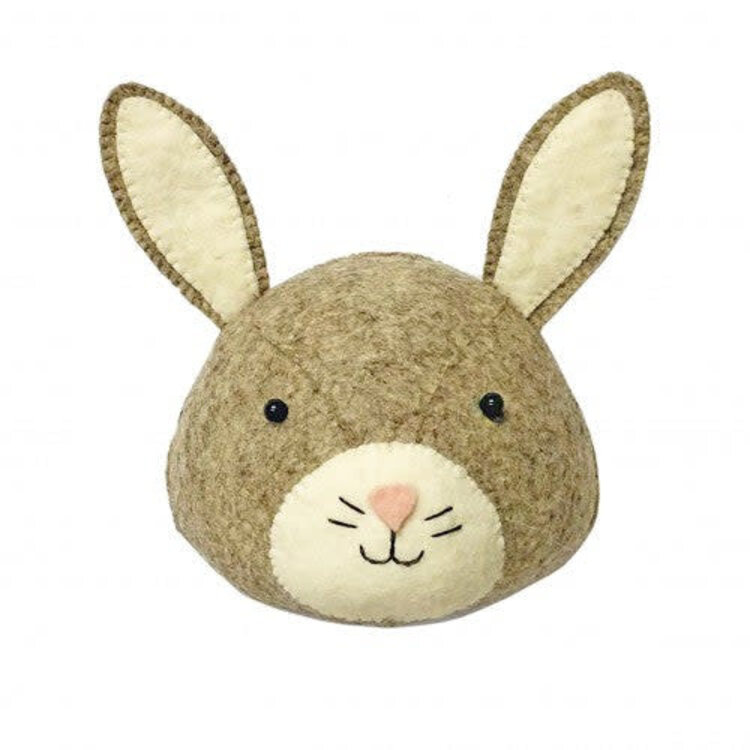 Fiona Walker England Animal Head Grey Bunny - Mini