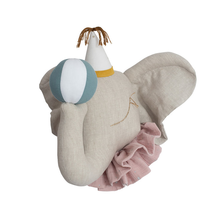 Love me Decoration Dierenhoofd Circus Olifant - Witte Hoed