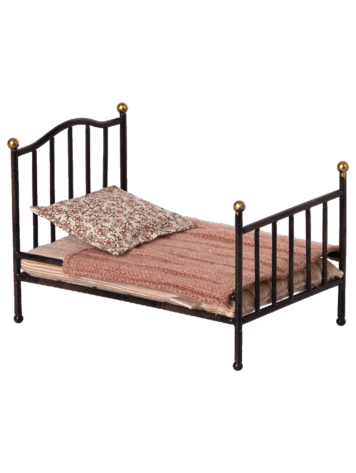 Maileg Vintage Bed, Mouse - Anthracite
