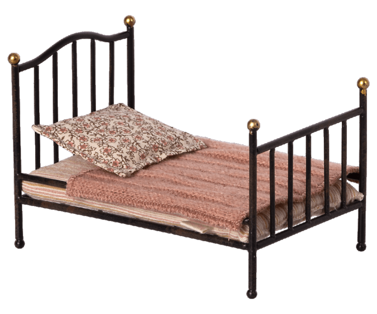 Maileg Vintage Bed, Mouse - Anthracite