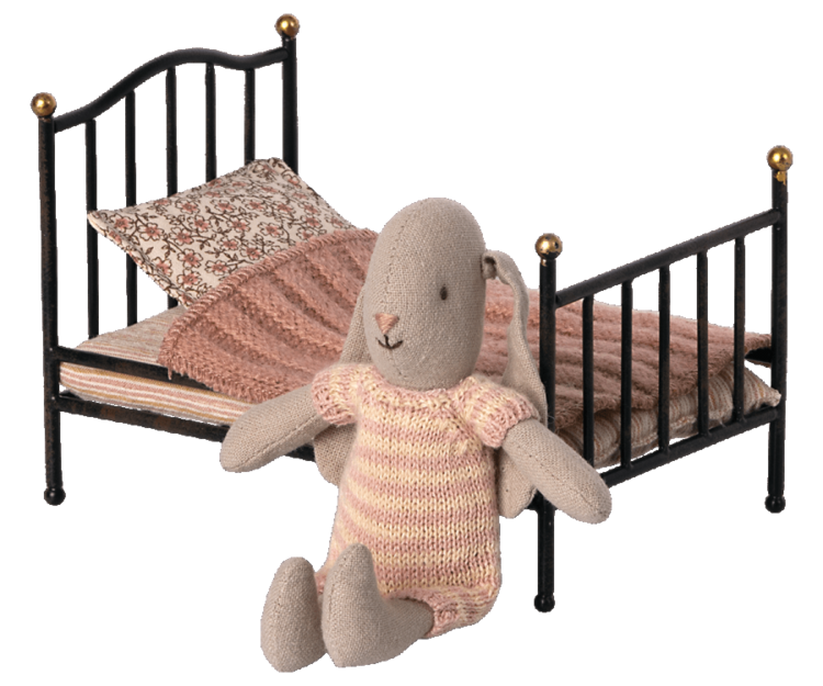 Maileg Vintage Bed, Mouse - Anthracite