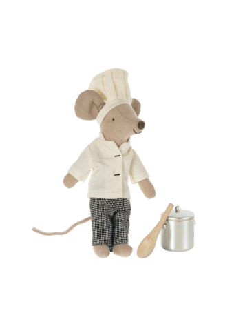 Maileg Chef Mouse With Soup Pot and Spoon