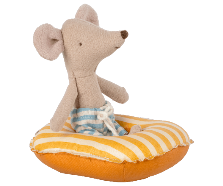 Maileg Rubber Boat, Small Mouse - Yellow Stripe
