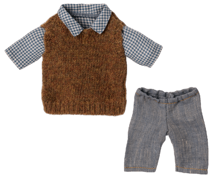 Maileg Shirt, Slipover And Pants For Teddy Dad