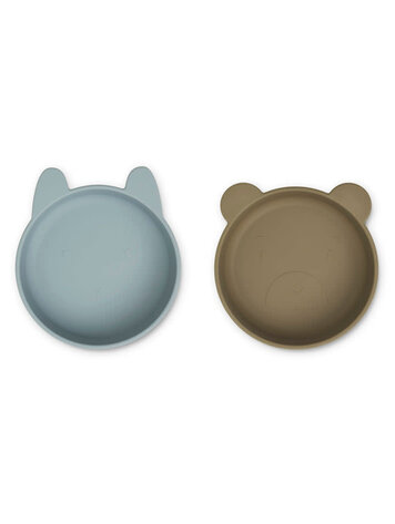 Liewood Vanessa Bowl 2-Pack - Blue Fog/ Khaki Mix