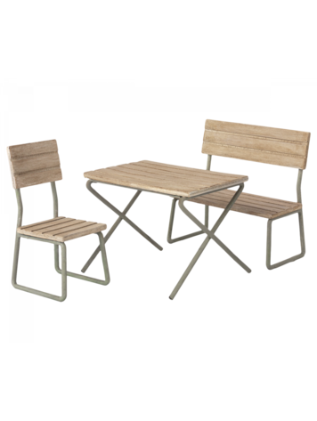 Maileg Miniature Garden Set - Table With Chair and Bench