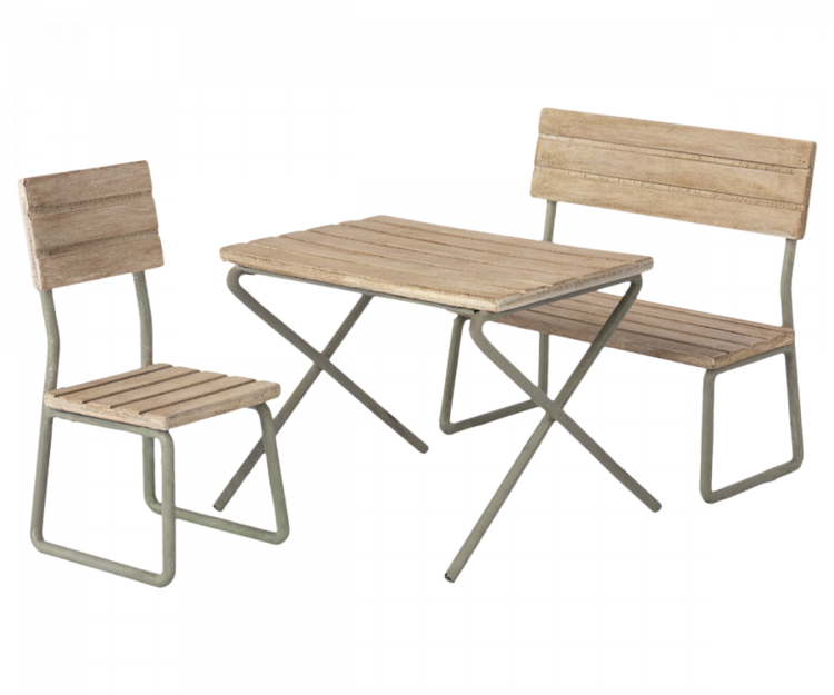 Maileg Miniature Garden Set - Table With Chair and Bench