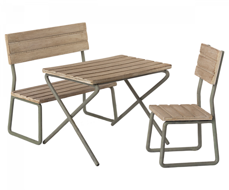 Maileg Miniature Garden Set - Table With Chair and Bench