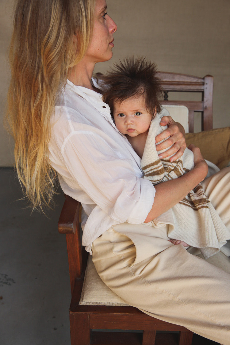 Hvid Blanket Gilbert - Off White/Walnut