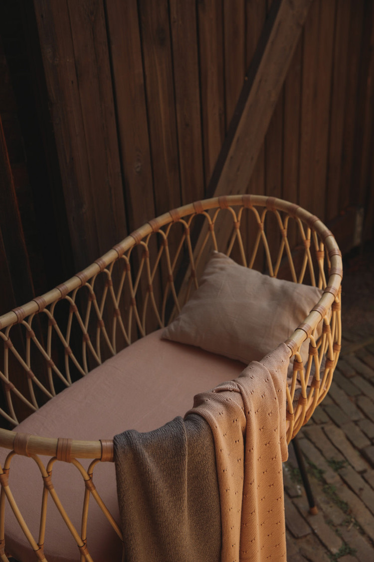 Hvid Blanket Bibi - Apricot